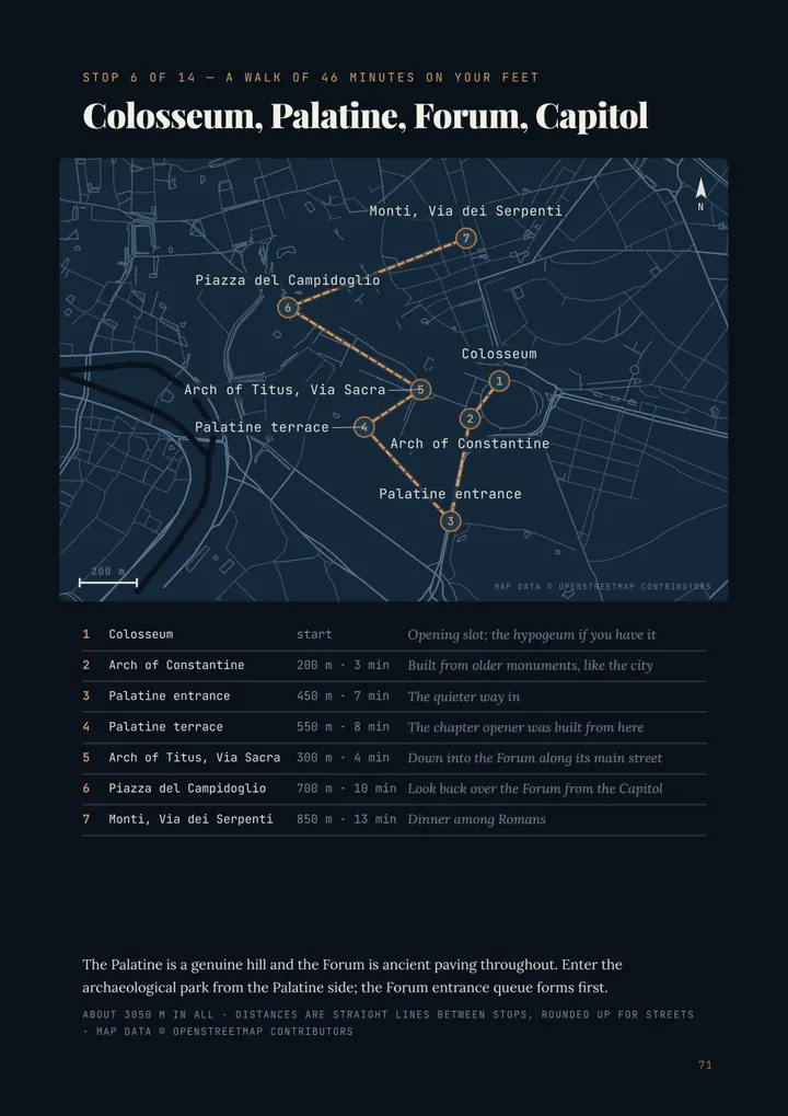 Page 71 of the guide: A walk in every city
